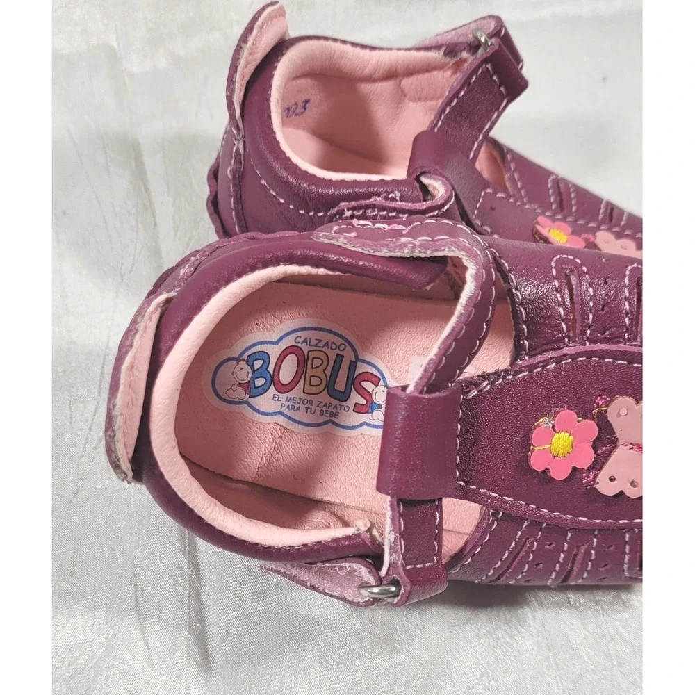 Calzado Bobus Buru's Baby Huarache Shoes w/ Flowers & Butterfly - Plum/Pink 12.5